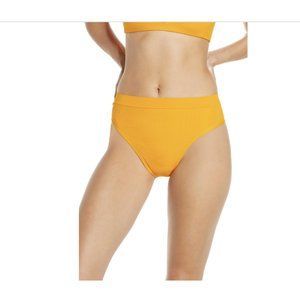 L*Space Women's $99 Ribbed Frenchi Bitsy Cut Bikini Swim Bottom Mango Orange XS